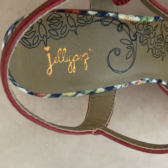 Funky Red Jellypop Sandals with Gingham Bow - Sz 10 - Picture 5 of 12